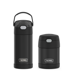 12oz FUNtainer® Water Bottle & 10oz Food Jar Bundle - Matte Black