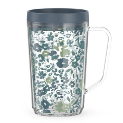 16oz Double Wall Desk Mug Blue Floral