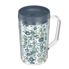 16oz Double Wall Desk Mug Blue Floral