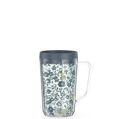 16oz Double Wall Desk Mug Blue Floral