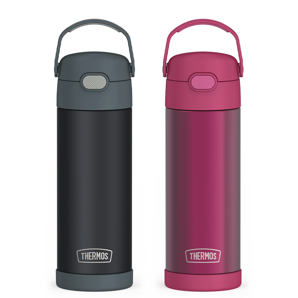 16oz FUNtainer® Water Bottles Translucent Charcoal & Rosewood Bundle