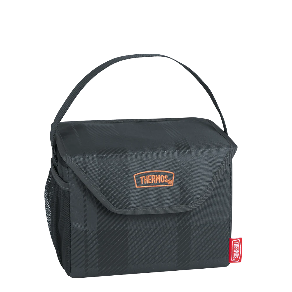 6 Can Cooler Charcoal Plaid
